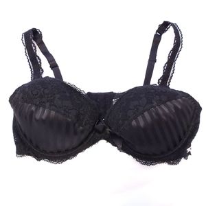 Black satin lace bra